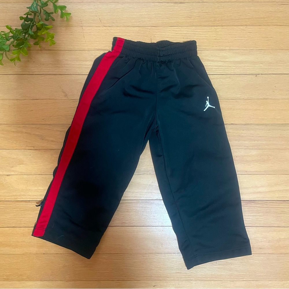 2/$10 Sale! Jordan Black Pants with Red Stripe Size 24 Months - Picture 1 of 6